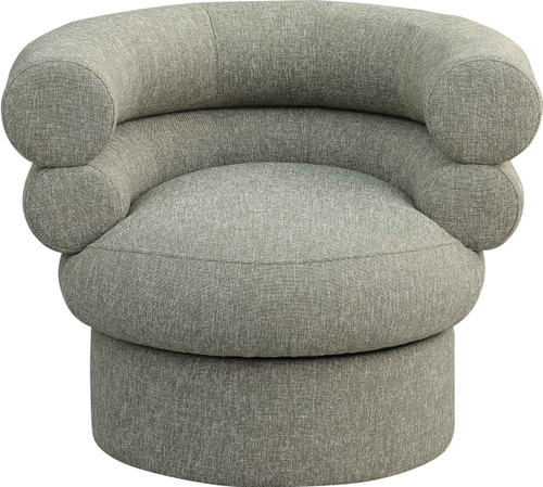 Green Valentina Collection Modern | Contemporary Swivel Accent Chair with Rich Green Linen Textured Fabric White Weave, Deep Channel Tufting, 34" W x 31" D x 28" H, Green