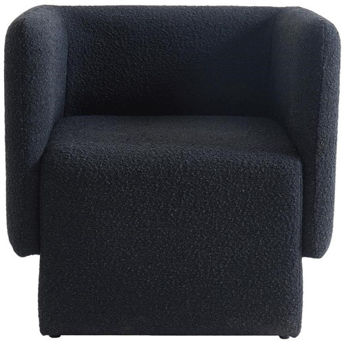 Black Vera Collection Modern | Contemporary Boucle Fabric Upholstered Accent Chair, Black, 31" W x 27" D x 29" H