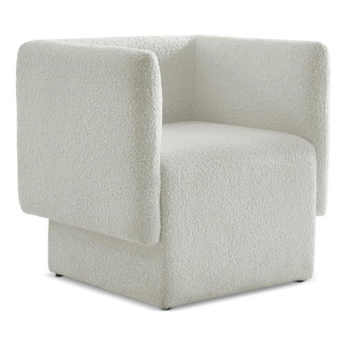 Cream Vera Collection Modern | Contemporary Boucle Fabric Upholstered Accent Chair, Cream, 31" W x 27" D x 29" H