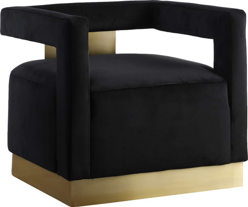 Armani 18.5" H Velvet Accent Chair in Black and Gold
