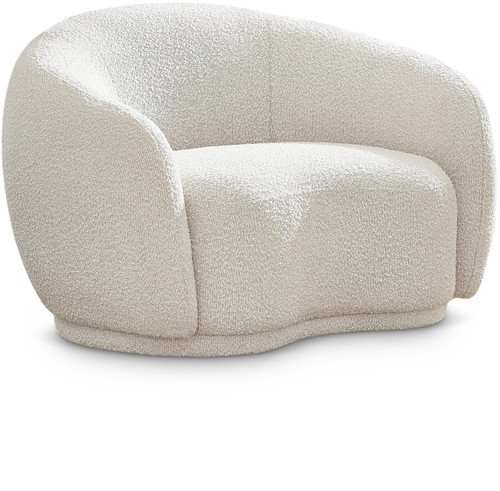 Cream-C Hyde Collection Modern | Contemporary Boucle Fabric Upholstered Accent Chair with Rounded Back, Cream, 42" W x 38" D x 27.5" H