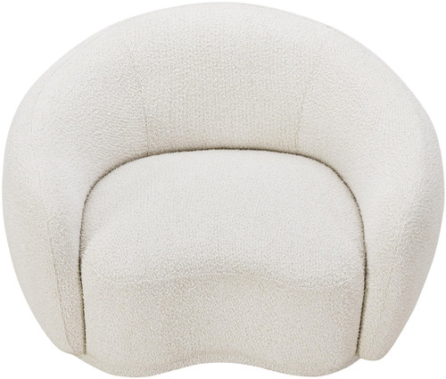 Cream-C Hyde Collection Modern | Contemporary Boucle Fabric Upholstered Accent Chair with Rounded Back, Cream, 42" W x 38" D x 27.5" H