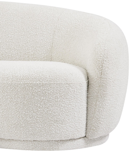 Cream-C Hyde Collection Modern | Contemporary Boucle Fabric Upholstered Accent Chair with Rounded Back, Cream, 42" W x 38" D x 27.5" H