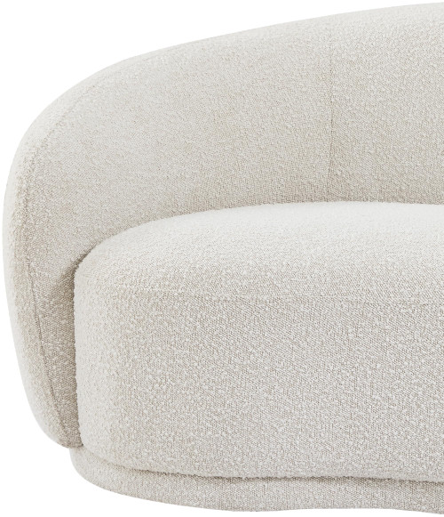 Cream-C Hyde Collection Modern | Contemporary Boucle Fabric Upholstered Accent Chair with Rounded Back, Cream, 42" W x 38" D x 27.5" H