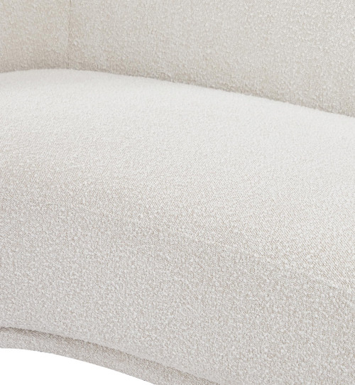 Cream-C Hyde Collection Modern | Contemporary Boucle Fabric Upholstered Accent Chair with Rounded Back, Cream, 42" W x 38" D x 27.5" H