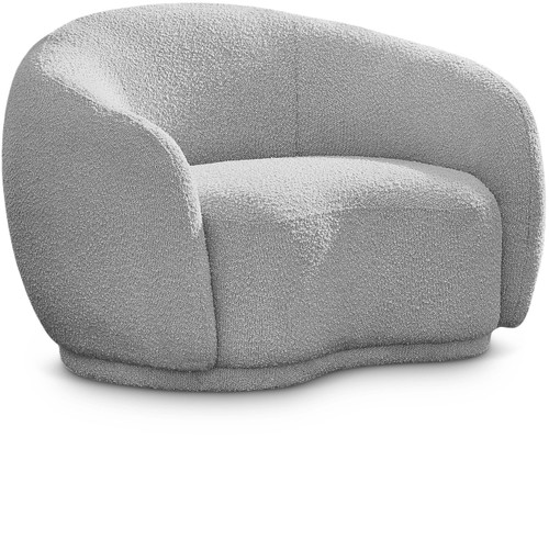 Grey-C Hyde Collection Modern | Contemporary Boucle Fabric Upholstered Accent Chair with Rounded Back, Grey, 42" W x 38" D x 27.5" H