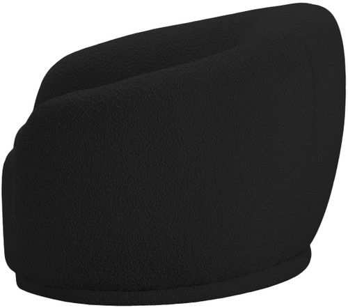 Black-C Hyde Collection Modern | Contemporary Boucle Fabric Upholstered Accent Chair with Rounded Back, Black, 42" W x 38" D x 27.5" H