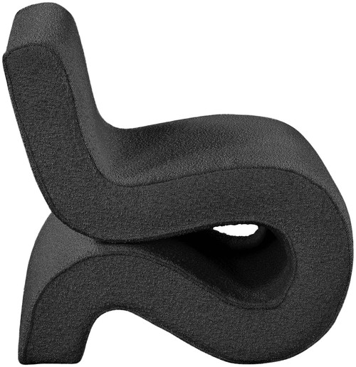 Black Desiree Collection Modern | Contemporary Boucle Fabric Upholstered Accent Chair with Rich Black Boucle Fabric, Curved Design, 22.5" W x 29" D x 28.5" H, Black