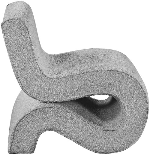 Grey Desiree Collection Modern | Contemporary Boucle Fabric Upholstered Accent Chair with Rich Grey Boucle Fabric, Curved Design, 22.5" W x 29" D x 28.5" H, Grey