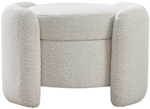 Cream Horizon Collection Modern | Contemporary Boucle Fabric Upholstered Ottoman, Cream, 29" W x 22" D x 19" H