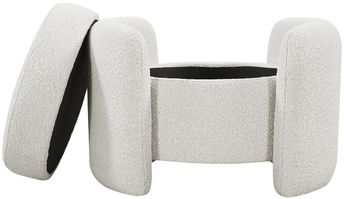 Cream Horizon Collection Modern | Contemporary Boucle Fabric Upholstered Ottoman, Cream, 29" W x 22" D x 19" H