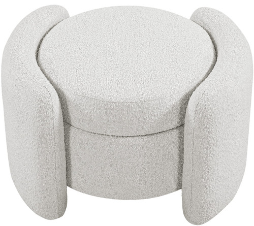 Cream Horizon Collection Modern | Contemporary Boucle Fabric Upholstered Ottoman, Cream, 29" W x 22" D x 19" H