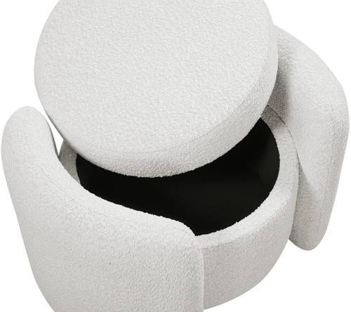 Cream Horizon Collection Modern | Contemporary Boucle Fabric Upholstered Ottoman, Cream, 29" W x 22" D x 19" H