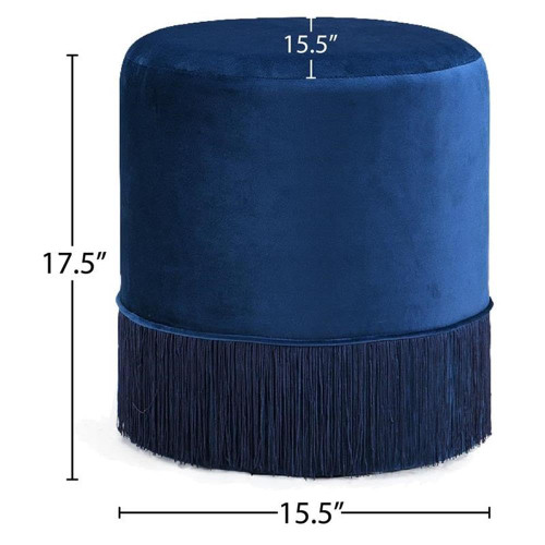 Teddy Contemporary Velvet Ottoman/Stool in Navy