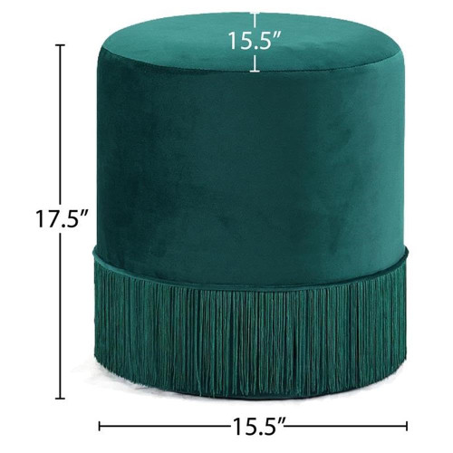 Teddy Collection Modern | Contemporary Velvet Upholstered Ottoman, 15.5" W x 15.5" D x 17.5" H, Green