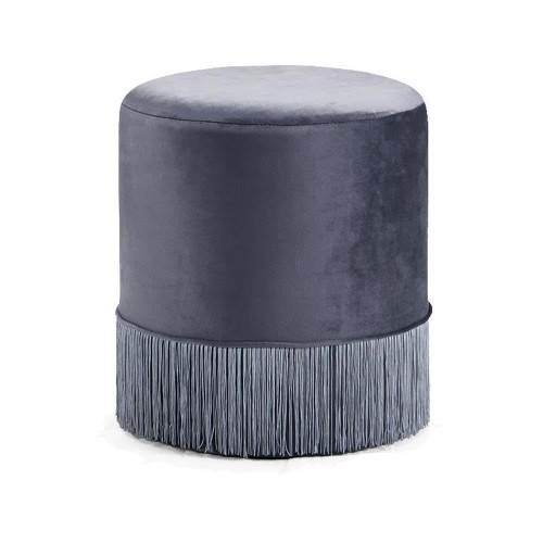 Teddy Collection Modern | Contemporary Velvet Upholstered Ottoman, 15.5" W x 15.5" D x 17.5" H, Grey