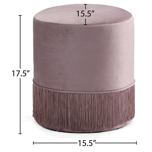 Teddy Collection Modern | Contemporary Velvet Upholstered Ottoman, 15.5" W x 15.5" D x 17.5" H, Pink