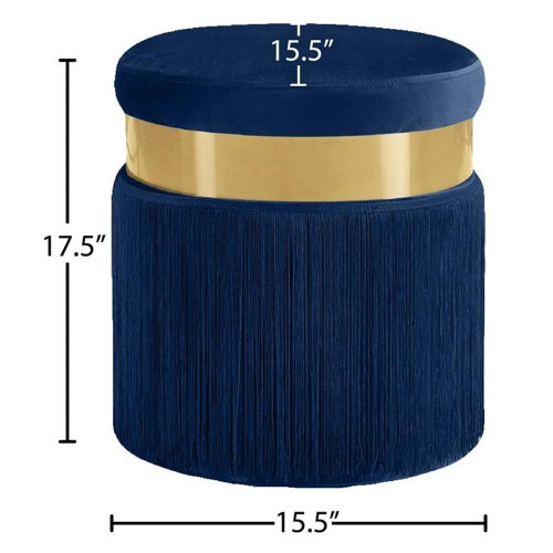Yasmine Contemporary Velvet Ottoman/Stool in Navy