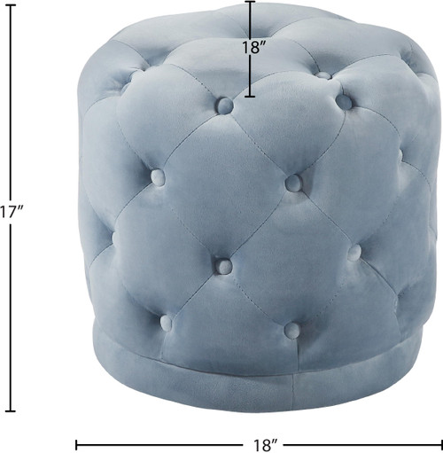 Harper Collection Modern | Contemporary Velvet Upholstered Ottoman/Stool with Deep Button Tufting, Solid Wood Frame, Sky Blue, 18" W x 18" D x 17" H