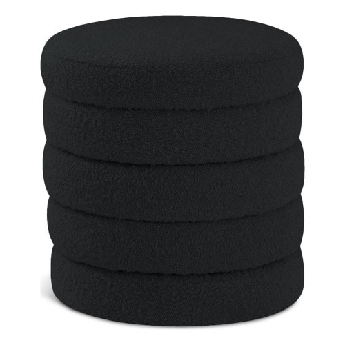 Black Boucle Fabric Ottoman/Stool