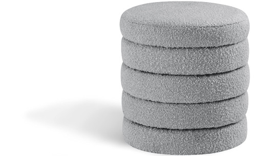 Grey Collection Modern | Contemporary Boucle Fabric Upholstered Ottoman with Deep Channel Tufting, Grey, Doubles as a Stool, 15" W x 15" D x 15" H, Grey