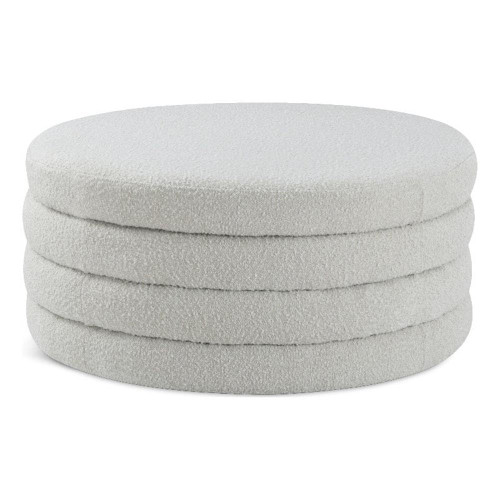 Cream Collection Modern | Contemporary Boucle Fabric Upholstered Ottoman with Deep Channel Tufting, Doubles as a Coffee Table, 36" W x 36" D x 15" H, Cream