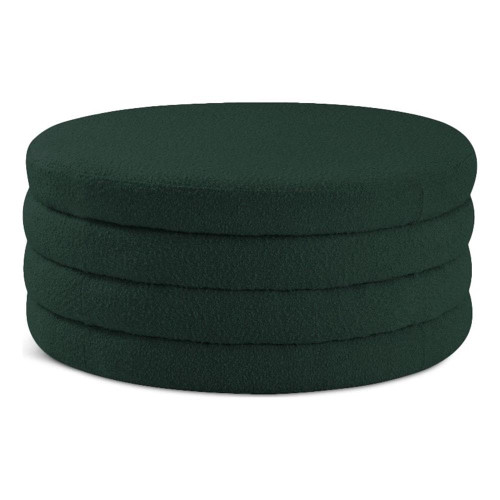 Green Collection Modern | Contemporary Boucle Fabric Upholstered Ottoman with Deep Channel Tufting, Doubles as a Coffee Table, 36" W x 36" D x 15" H, Green