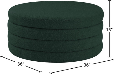 Green Collection Modern | Contemporary Boucle Fabric Upholstered Ottoman with Deep Channel Tufting, Doubles as a Coffee Table, 36" W x 36" D x 15" H, Green