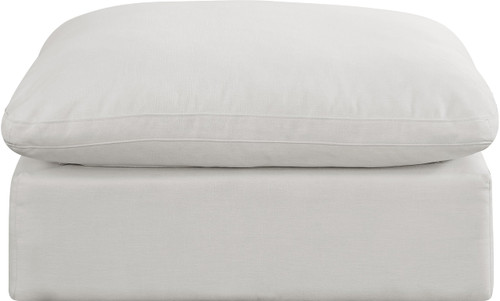 Cream-Ott Comfy Collection Modern | Contemporary Upholstered Ottoman, Rich Cream Durable Linen Textured Fabric, Down Feather Cushions, 39" W x 40" D x 20" H, Cream