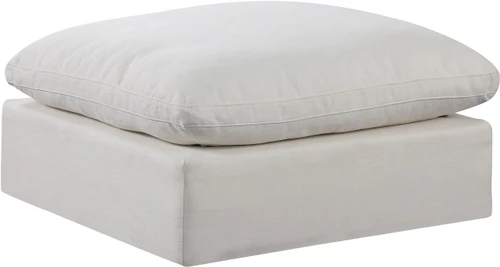 Cream-Ott Comfy Collection Modern | Contemporary Upholstered Ottoman, Rich Cream Durable Linen Textured Fabric, Down Feather Cushions, 39" W x 40" D x 20" H, Cream
