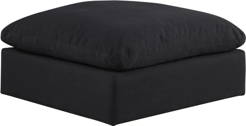 Black-Ott Comfy Collection Modern | Contemporary Upholstered Ottoman, Rich Black Durable Linen Textured Fabric, Down Feather Cushions, 39" W x 40" D x 20" H, Black