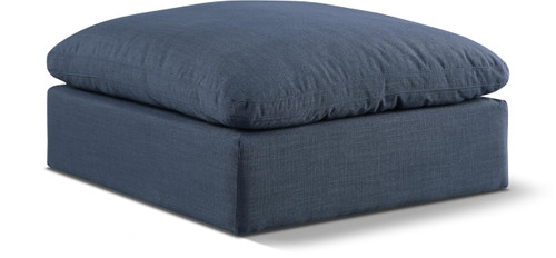 Navy-Ott Comfy Collection Modern | Contemporary Upholstered Ottoman, Rich Navy Durable Linen Textured Fabric, Down Feather Cushions, 39" W x 40" D x 20" H, Navy