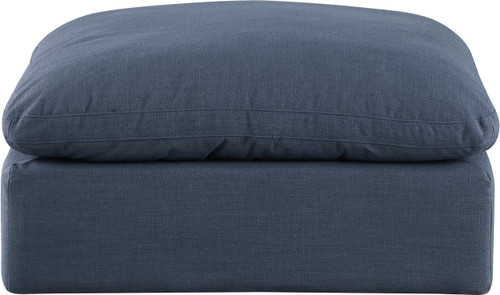 Navy-Ott Comfy Collection Modern | Contemporary Upholstered Ottoman, Rich Navy Durable Linen Textured Fabric, Down Feather Cushions, 39" W x 40" D x 20" H, Navy