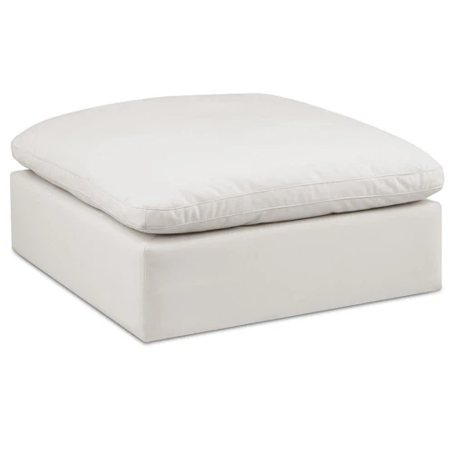 Cream-Ott Comfy Collection Modern | Contemporary Vegan Leather Upholstered Ottoman, Soft Cream Vegan Leather, Fiber-Filled, 39" W x 40" D x 20" H, Cream