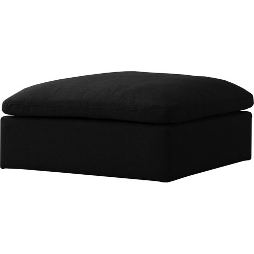 Black-Ott Serene Collection Modern | Contemporary Deluxe Comfort Ottoman, Soft Linen Textured Fabric, Down Cushions, 39" W x 40" D x 18.5" H, Black