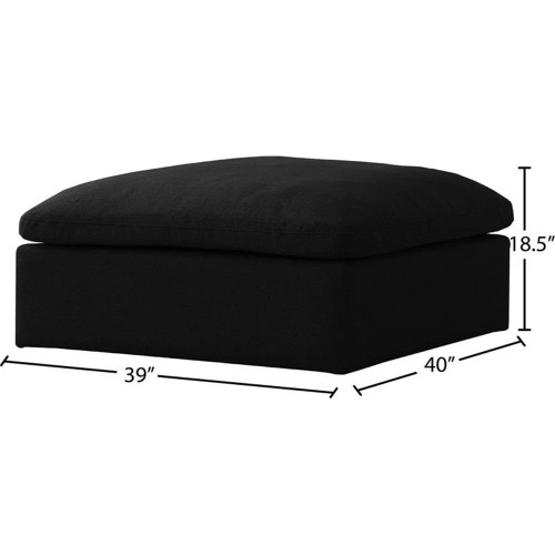 Black-Ott Serene Collection Modern | Contemporary Deluxe Comfort Ottoman, Soft Linen Textured Fabric, Down Cushions, 39" W x 40" D x 18.5" H, Black
