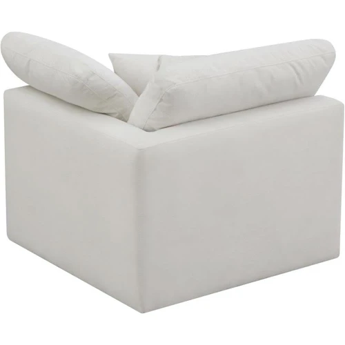 Cream-Corner Plush Collection Contemporary Down Filled Comfort Overstuffed Velvet Upholstered Modular Component Corner Cream