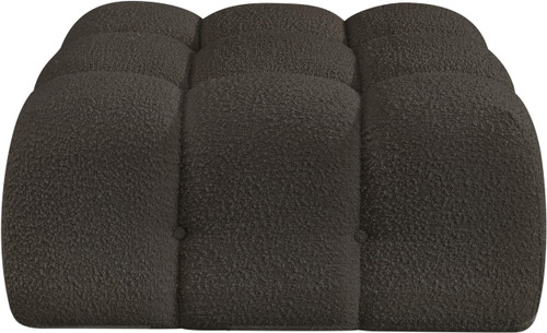Brown-Ott Ames Collection Modern | Contemporary Ottoman with Rich Brown Boucle Fabric, 34" W x 34" D x 17.5" H, Brown