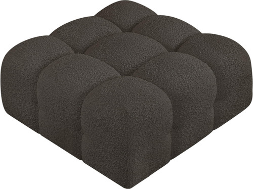 Brown-Ott Ames Collection Modern | Contemporary Ottoman with Rich Brown Boucle Fabric, 34" W x 34" D x 17.5" H, Brown