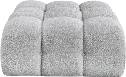 Grey-Ott Ames Collection Modern | Contemporary Ottoman with Rich Grey Boucle Fabric, 34" W x 34" D x 17.5" H, Grey