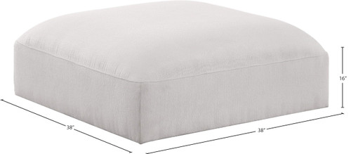 Cream-Ott Ease Collection Modern | Contemporary Upholstered Ottoman with Soft Plush Cream Fabric, Modular, 38" W x 38" D x 16" H, Cream