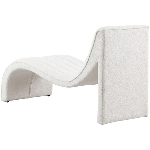 Cream Orian Collection Modern | Contemporary Chaise with Soft Cream Teddy Fabric, Deep Channel Tufting, Curved Design, 26.5" W x 59" D x 36.5" H, Cream