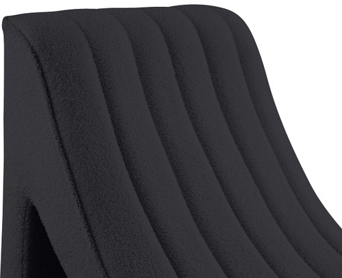 Black Orian Collection Modern | Contemporary Chaise with Soft Black Teddy Fabric, Deep Channel Tufting, Curved Design, 26.5" W x 59" D x 36.5" H, Black