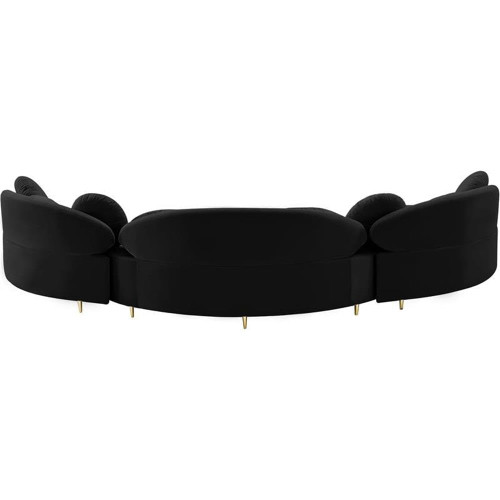 Black-Sectional Vivacious Collection Modern | Contemporary Velvet Upholstered Sectional with Both Gold & Chrome Legs Included