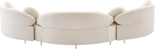 Cream-Sectional Vivacious Collection Modern | Contemporary Velvet Upholstered Sectional with Both Gold & Chrome Legs Included