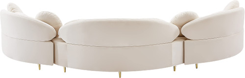 Cream-Sectional Vivacious Collection Modern | Contemporary Velvet Upholstered Sectional with Both Gold & Chrome Legs Included