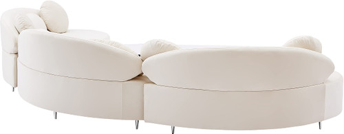 Cream-Sectional Vivacious Collection Modern | Contemporary Velvet Upholstered Sectional with Both Gold & Chrome Legs Included