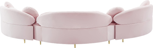 Pink-Sectional Vivacious Collection Modern | Contemporary Velvet Upholstered Sectional with Both Gold & Chrome Legs Included