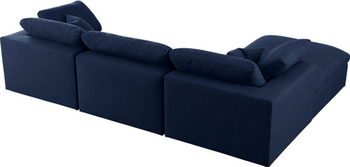 Navy-Sec4A Serene Collection Modern | Contemporary Deluxe Comfort Modular Sectional, Soft Linen Textured Fabric, Down Cushions, 119" W x 80" D x 32" H, Navy