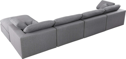 Grey-Sec5A Serene Collection Modern | Contemporary Deluxe Comfort Modular Sectional, Soft Linen Textured Fabric, Down Cushions, 158" W x 80" D x 32" H, Grey